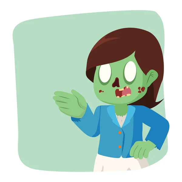 Zombie donna d'affari in verde sfondo — Vettoriale Stock