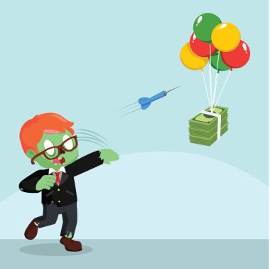 zombi işadamı para uçan için Dart atma