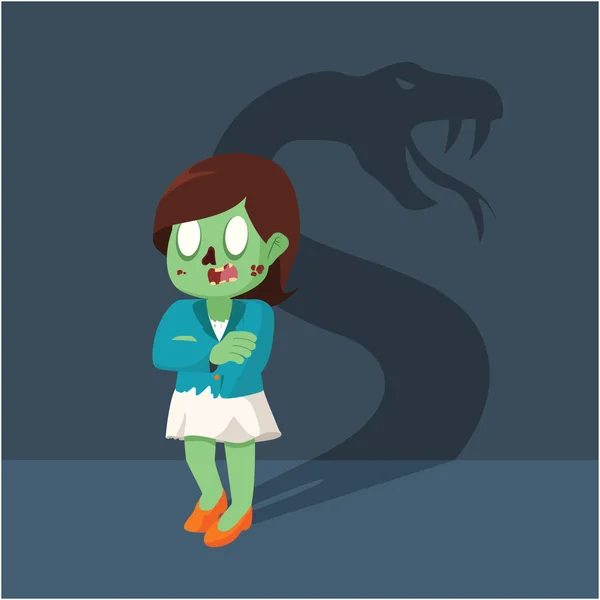 Zombie zakenvrouw met schaduw slang — Stockvector