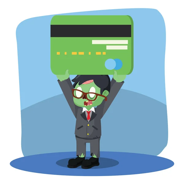 Zombie zakenman creditcard hijs — Stockvector