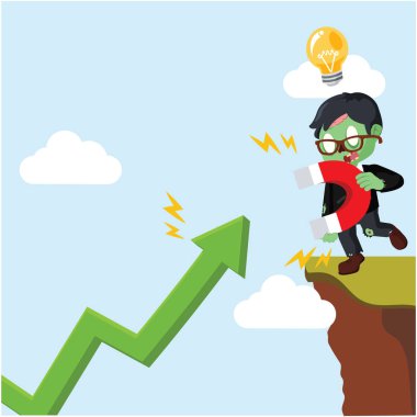 zombi işadamı yukarı çekerek grafik ile mıknatıs