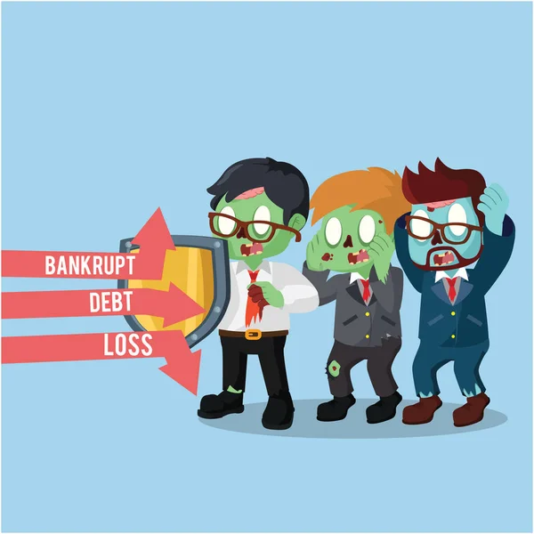 Zombie hombre de negocios que cubre a su empleado — Vector de stock