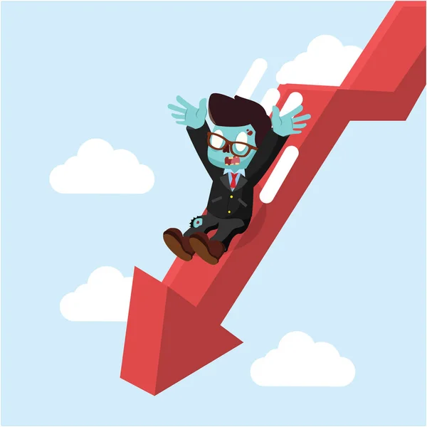 Zombie businessman slide down graphic — Stock Vector