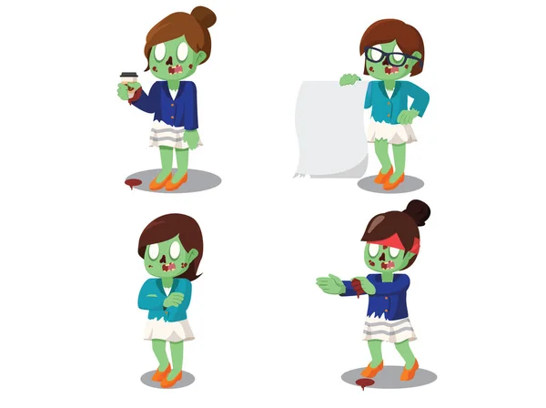 Zombie jeu de dessin animé femme d'affaires — Image vectorielle