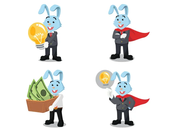 Geschäft Kaninchen glücklich Cartoon-Set — Stockvektor