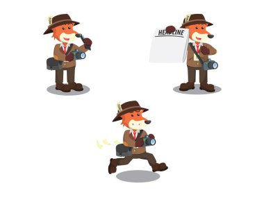 gazeteci tilki çizgi film seti