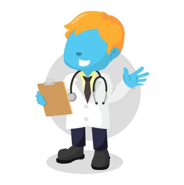 mavi çocuk doktor illüstrasyon tasarımı