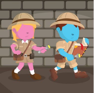 mavi ve pembe kız explorer yolunu takiben