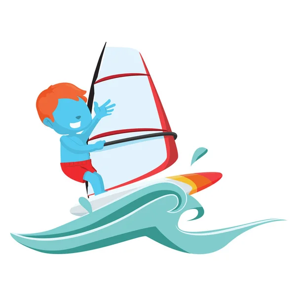 Mavi rüzgar sörfçü — Stok Vektör