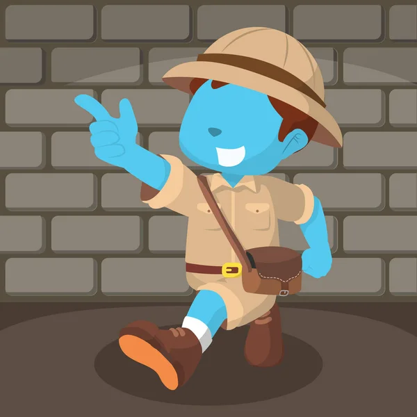 Blue Boy Explorer Illustration Design — Stockvektor