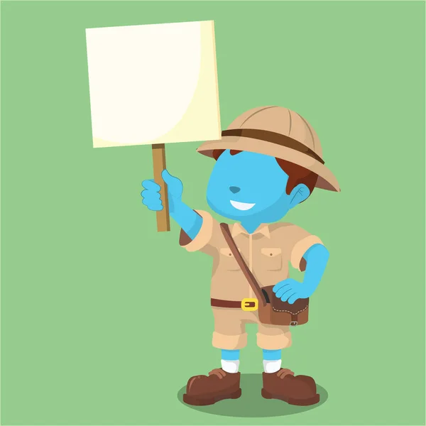 Blauwe jongen explorer houden van teken — Stockvector