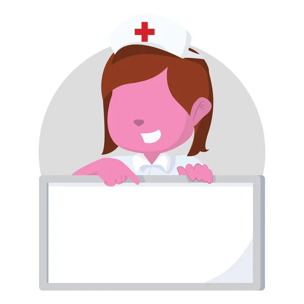 Niña rosa enfermera sosteniendo signo — Vector de stock