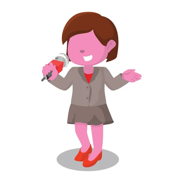 Roze meisje verslaggever afbeelding ontwerp — Stockvector