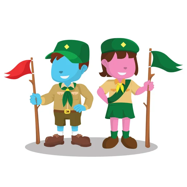 Blue boy scout en roze girl scout — Stockvector