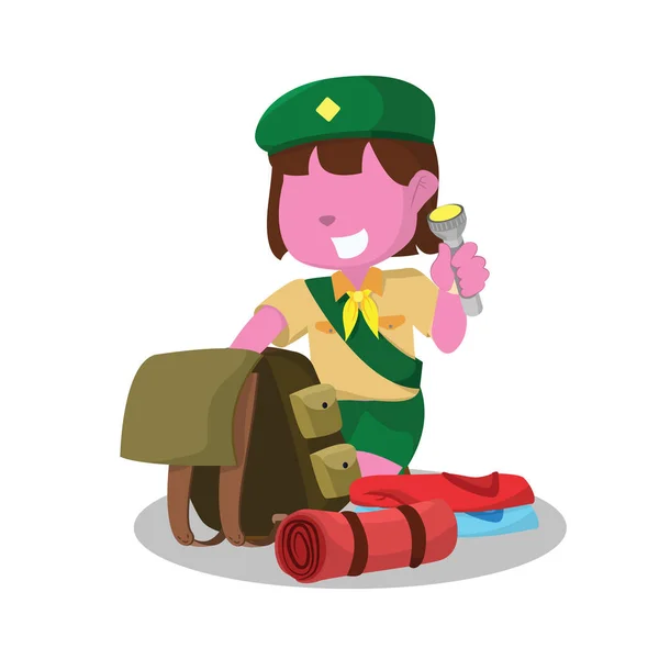 Рожева дівчина розвідник упаковка — стоковий вектор