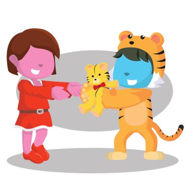 Kaplan kostüm veren kaplan bebek mavi çocuk