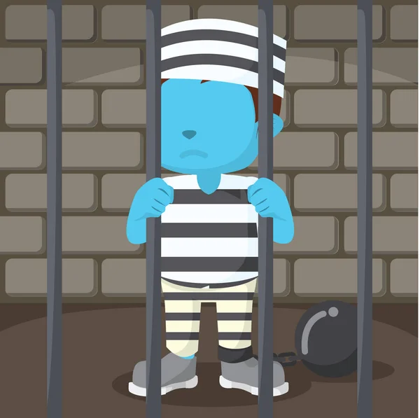 Menino azul condenado dentro da prisão — Vetor de Stock