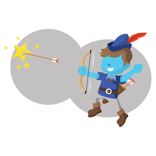 Estrella fugaz chico azul con flecha — Vector de stock