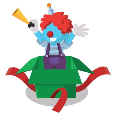 Mavi palyaço sürpriz kutusundan