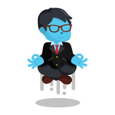 Ne zaman meditasyon uçan mavi iş adamı