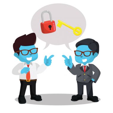 Mavi işadamı kilidini kilit sohbet