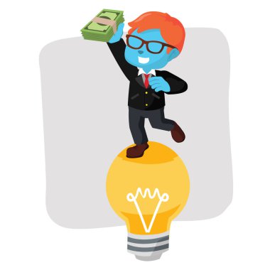 para tutan ampul mavi iş adamı