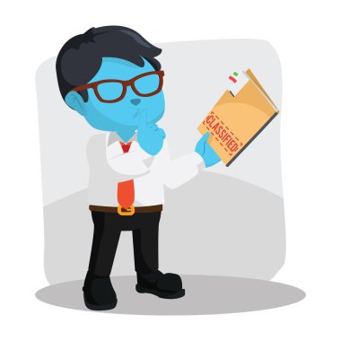 gizli rapor tutan mavi iş adamı