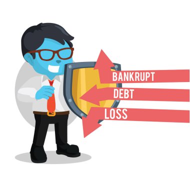 Mavi işadamı ile saldırı kapsayan kalkan