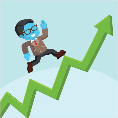 Mavi işadamı grafik kadar çalışan