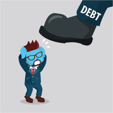 Dev ayak ile mavi iş adamı