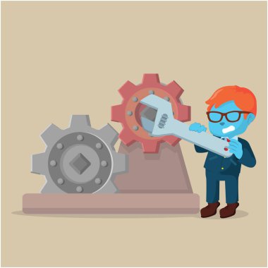 Mavi işadamı dişli sabitleme