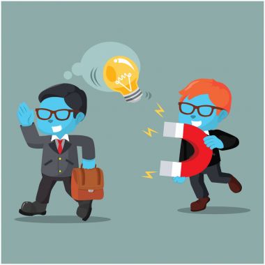 Mavi işadamı başka bir iş adamı ampulünü çalıyor.