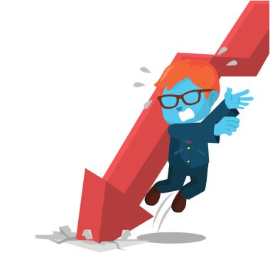 Mavi işadamı evading düşen grafik