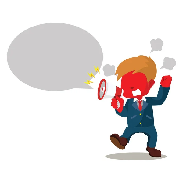 Hombre de negocios rojo gritando con callout — Archivo Imágenes Vectoriales