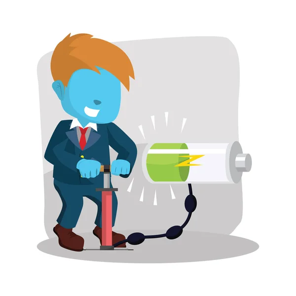 Homme d'affaires bleu pompage énergie — Image vectorielle