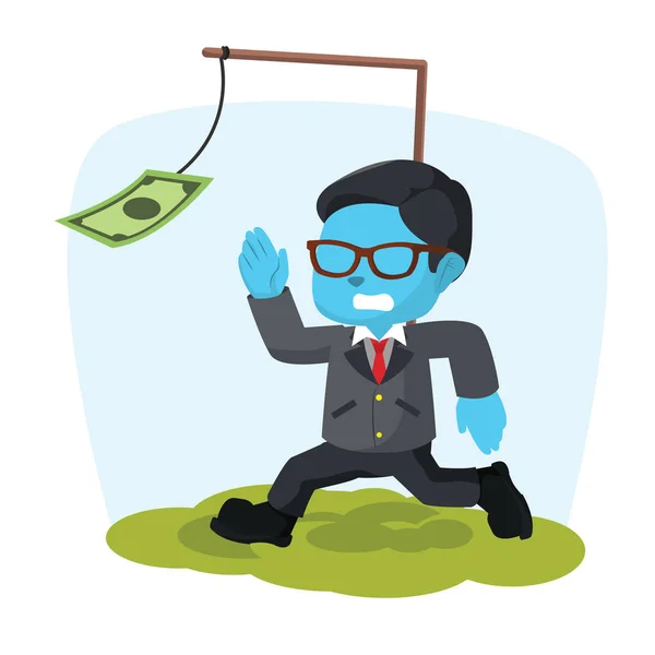 Blue businessman motivated by money — Stock Vector