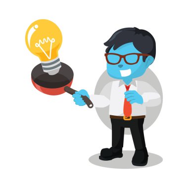 Mavi işadamı pişirme ampul