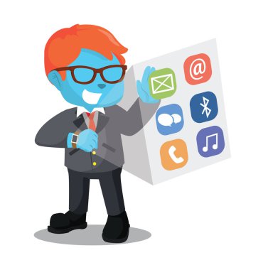 Mavi işadamı zeki izle arabiriminden menü seçimi