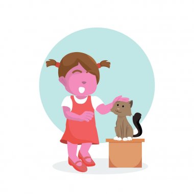 pembe kız ve kedi kontur vardır