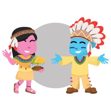 pembe kız çocuk Hint ve mavi Hint