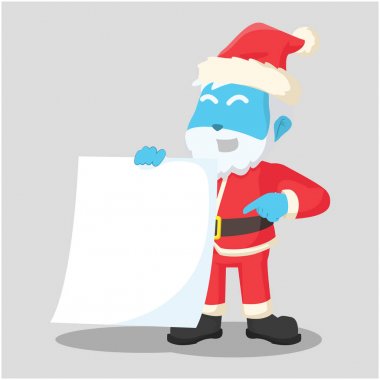 Noel Baba boş kağıt tutan mavi