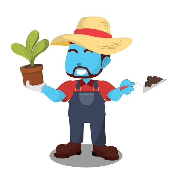 Modrá Zemědělec Rostlina — Stockový vektor