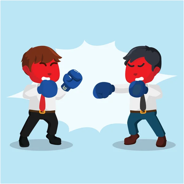 Hombre Negocios Rojo Luchando Boxeo — Vector de stock