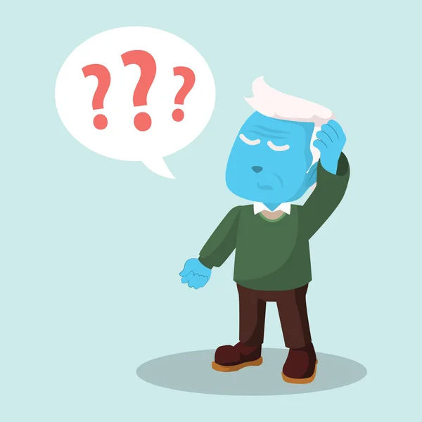 Blue Old Man Confused — Stock Vector