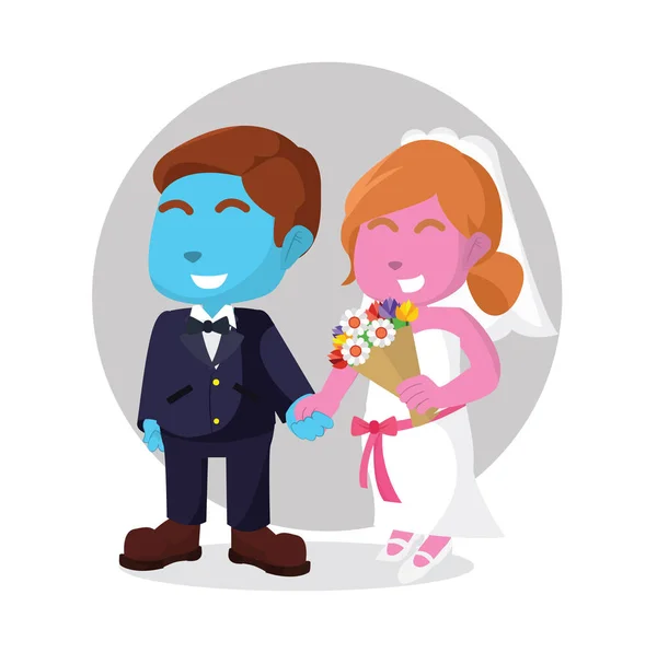 Małżeństwo Trzymając Dłoń Siebie Kwiat — Wektor stockowy