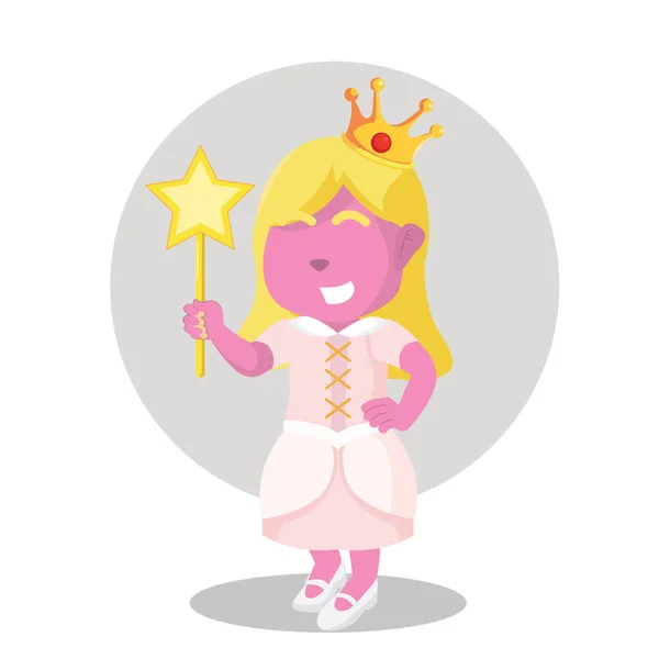 Розовая Принцесса Держит Палочку — стоковый вектор