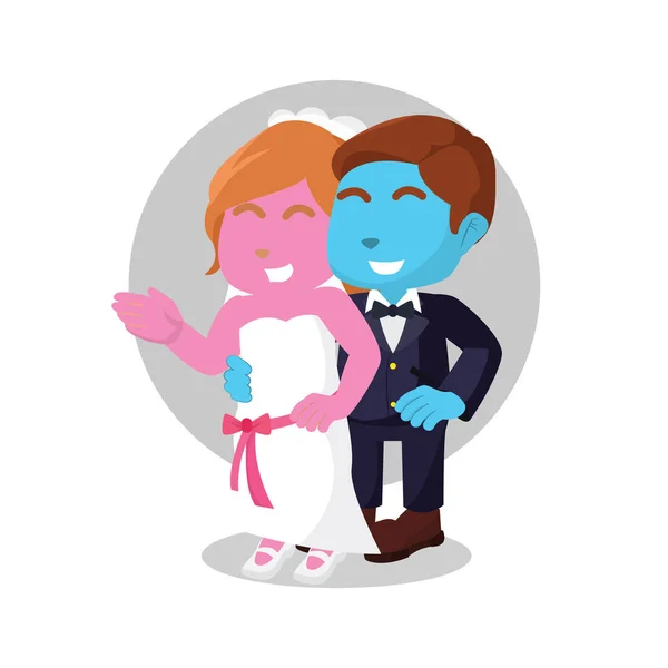 Pareja Casada Azul Rosa Abrazándose — Vector de stock