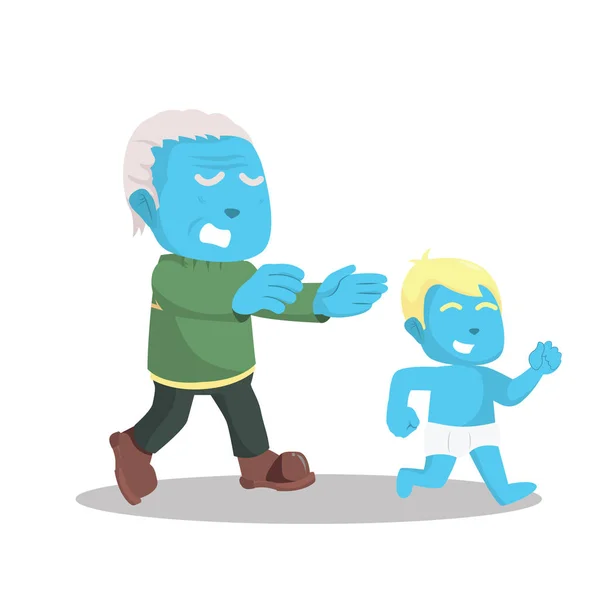 Μπλε Παππούς Θέλετε Πιάσει Εγγόνι — Διανυσματικό Αρχείο