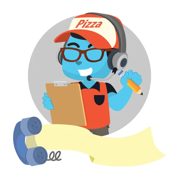 Mavi Pizza Müşteri Hizmetleri — Stok Vektör