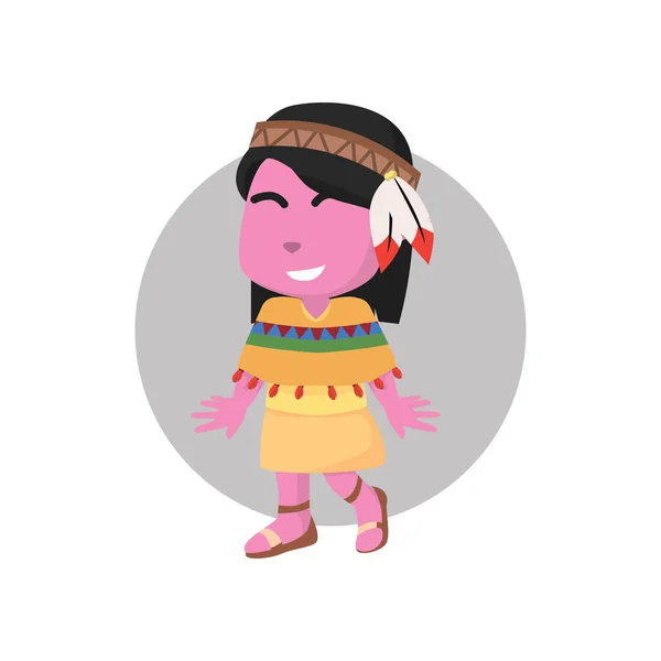 Roze Meisje Met Indiase Kostuum — Stockvector